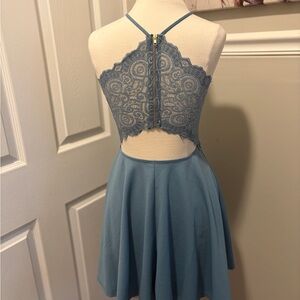 Powder Blue Open Back Mini Dress